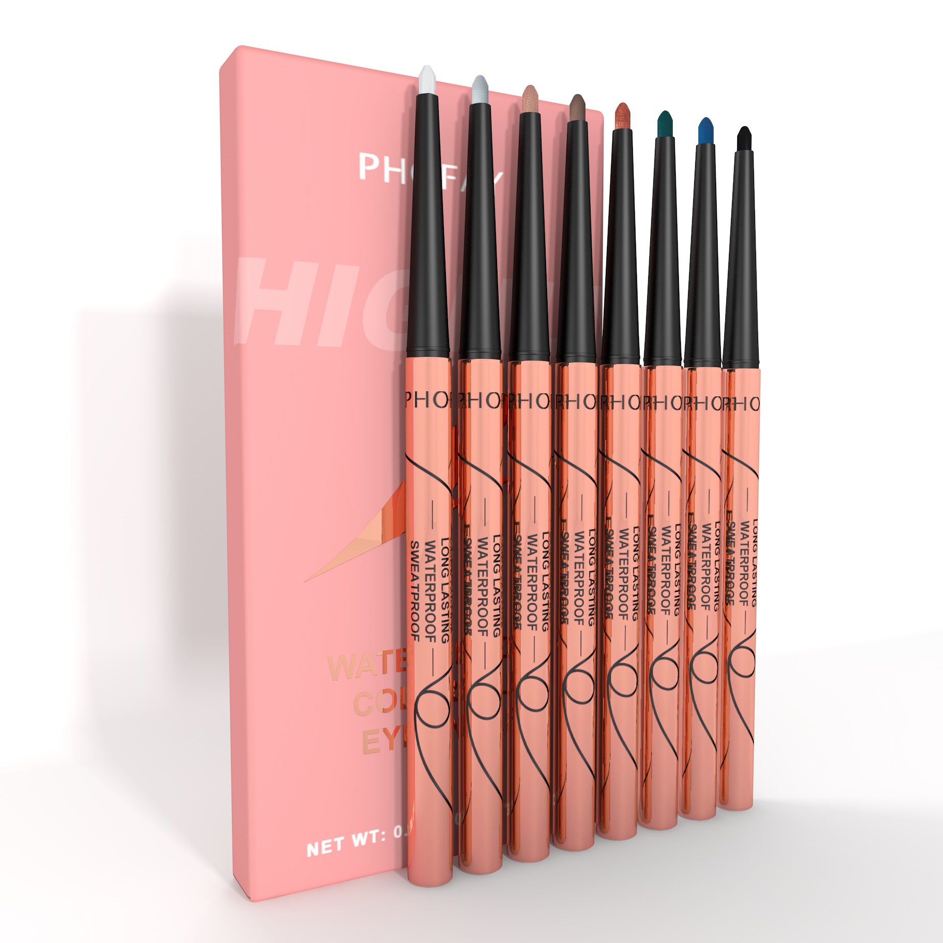 PHOFAY 8pc Gel Eyeliner Pencil,Long-listing Quick-drying Eye Black crayon matte Eyeliner Cream Waterproof Eyeliner