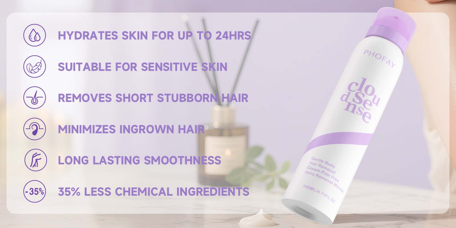 PHOFAY GENTLE BODY PAIN FREE HAIRS REMOVAL MOUSSE